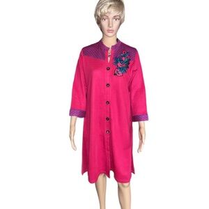 Moksha ~ Women’s Size XXL ~ Burgundy Dress W/ Floral Embroidery & Beaded ~ New